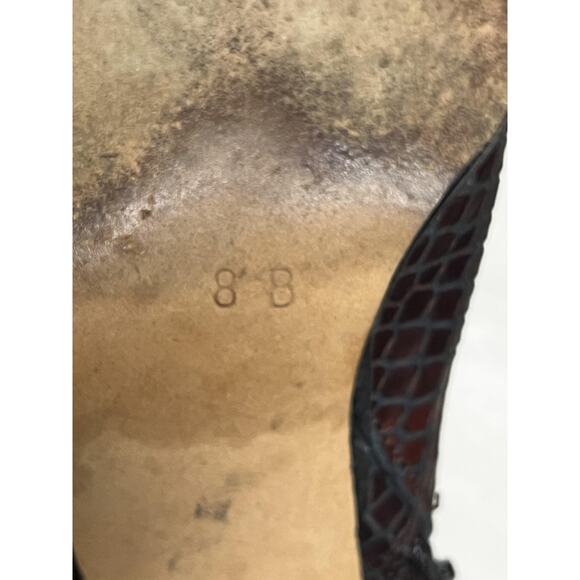 Sacha London Boots Womens Size 8 Burgundy Snake Print Ankle Side Zip Block Heel - Picture 10 of 12